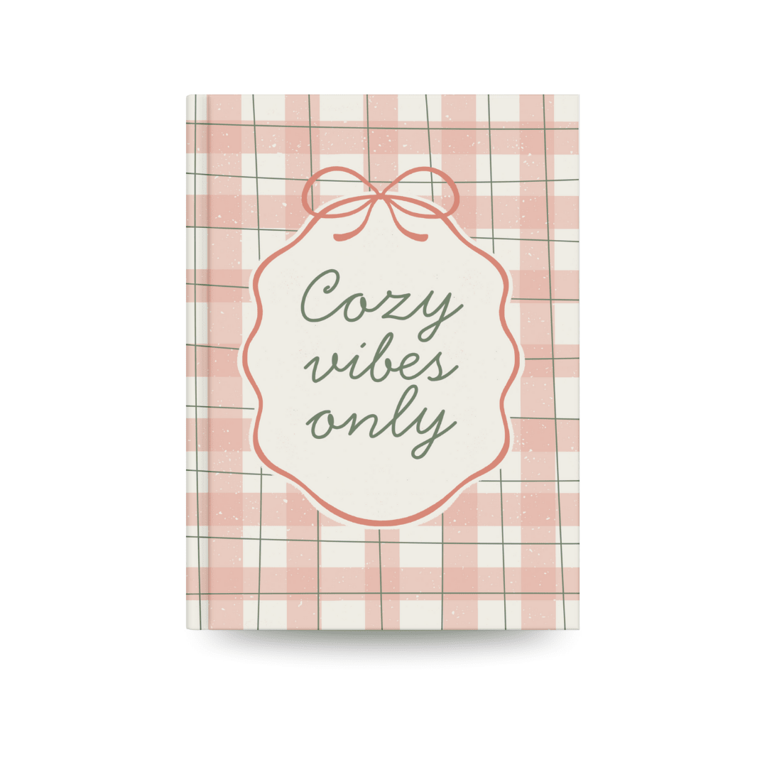 Cozy Vibes Only Aesthetic Notebook | Cute Pastel Checkered Journal for Daily Notes - Memories InsiteCOZY VIBES ONLY AESTHETIC NOTEBOOK